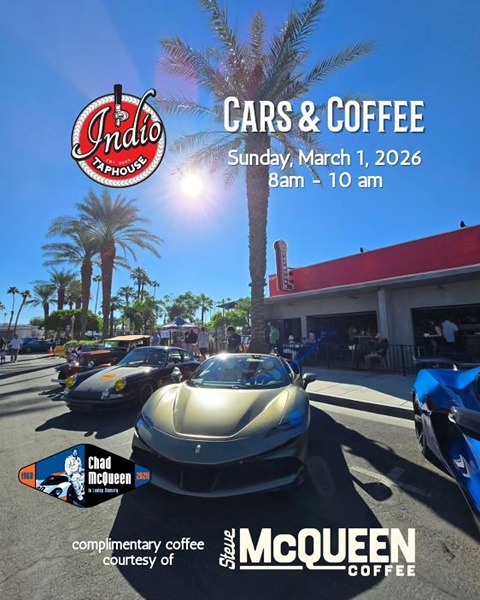 Indio Taphouse Cars And Coffee flyer 2026